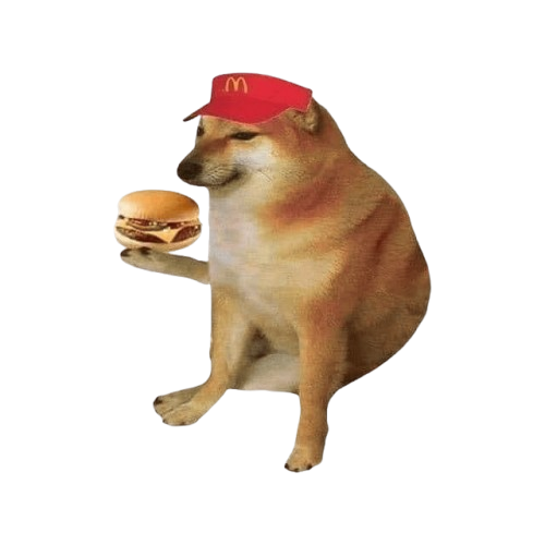 Cheems with a burger