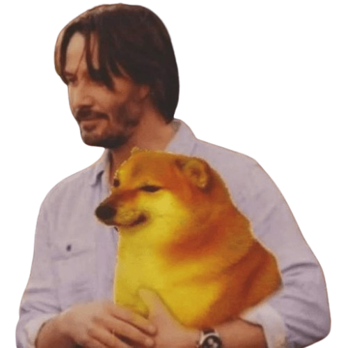Keanu Reeves holding Cheems